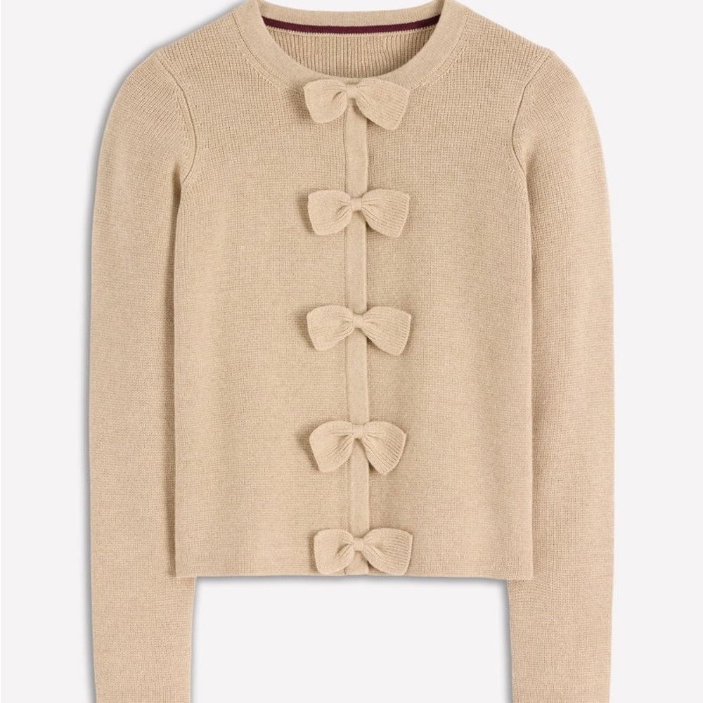 Boden Cashmere Blend Bow Cardigan Sweater Size Large